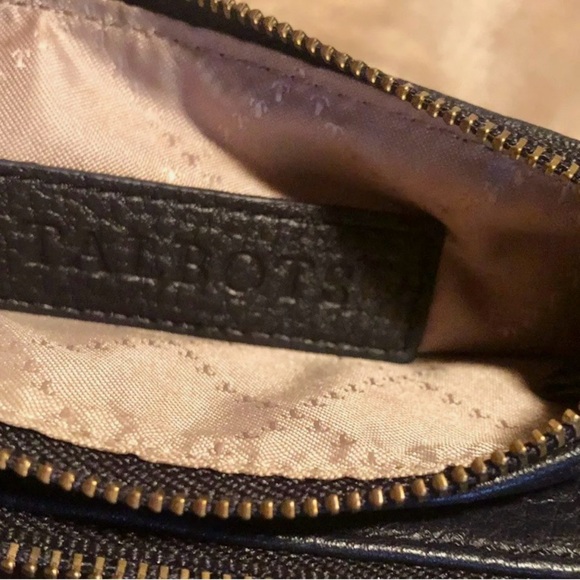 Talbot Double Zip Navy Blue Pebble Leather Wristlet Handbag Clutch - Picture 2 of 5